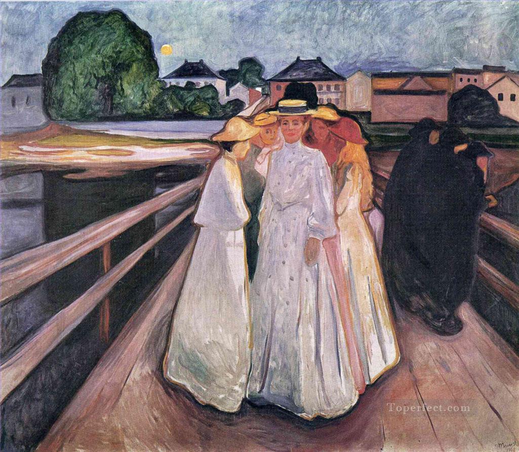 橋の上の貴婦人たち 1903 エドヴァルド・ムンク 表現主義油絵